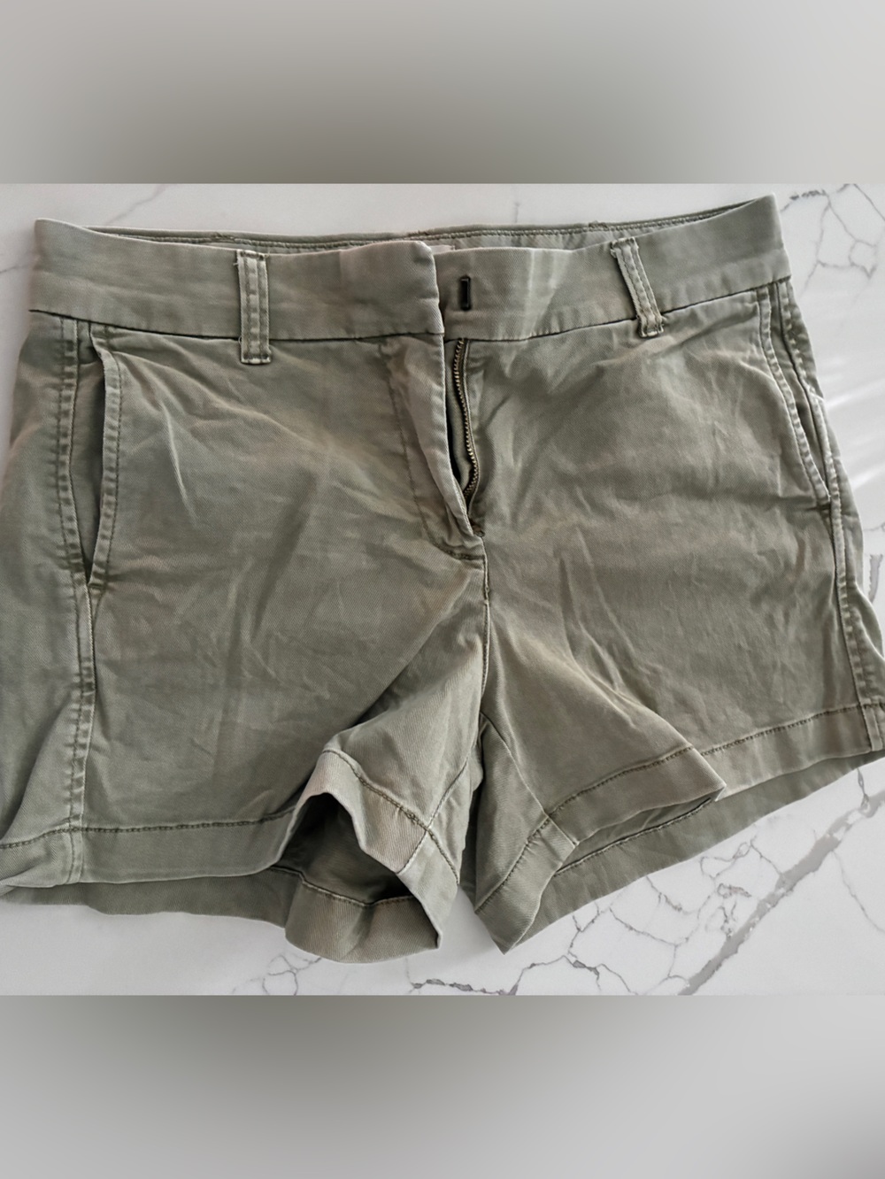 Women’s J.Crew Casual Cotton Stretch Chino Olive Green Shorts, 4”, Size 4